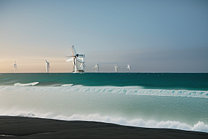 海上巨轮风车的海洋舞台