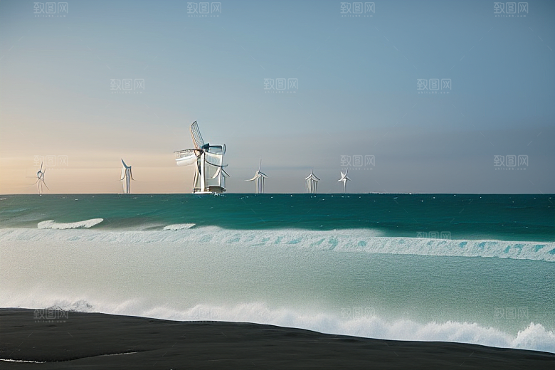 海上巨轮风车的海洋舞台