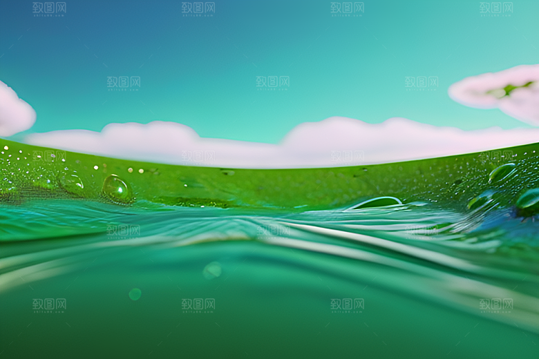 翠绿涟漪与清新的氛围