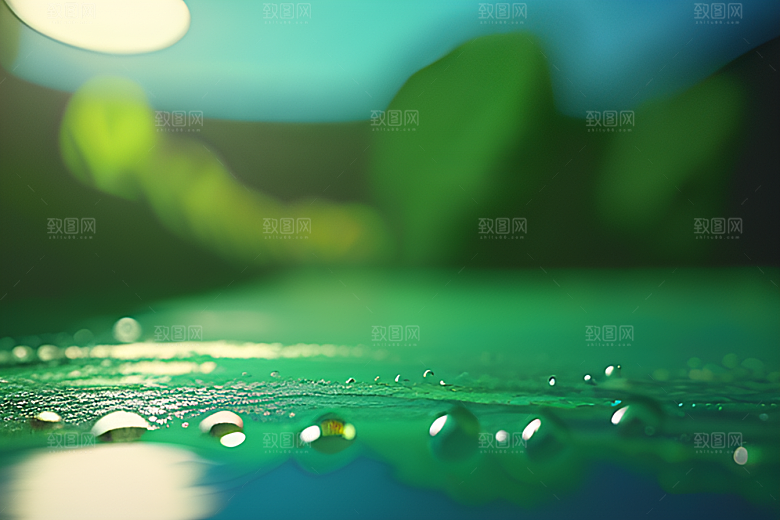 翠绿涟漪与清新的氛围