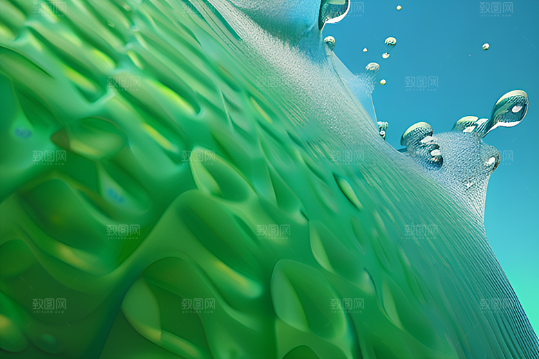 绿意缤纷的水珠绿叶背景