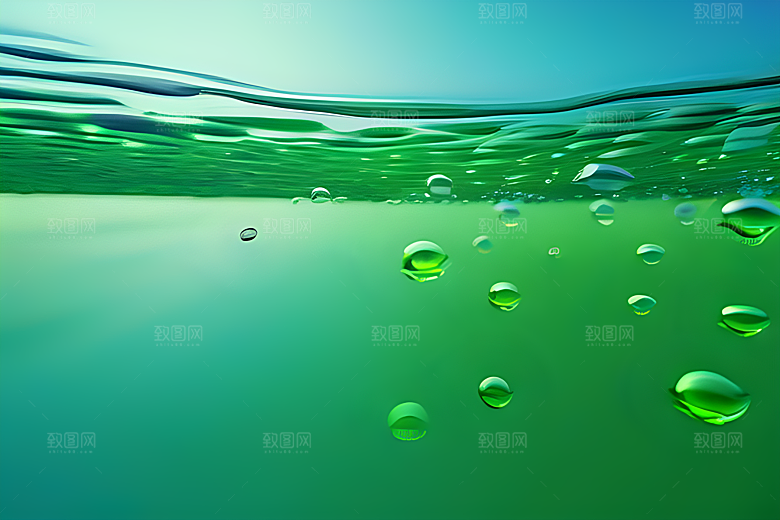绿意缤纷的水珠绿叶背景