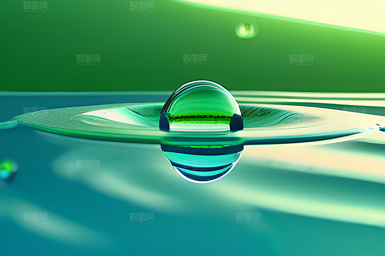 绿意缤纷的水珠绿叶背景