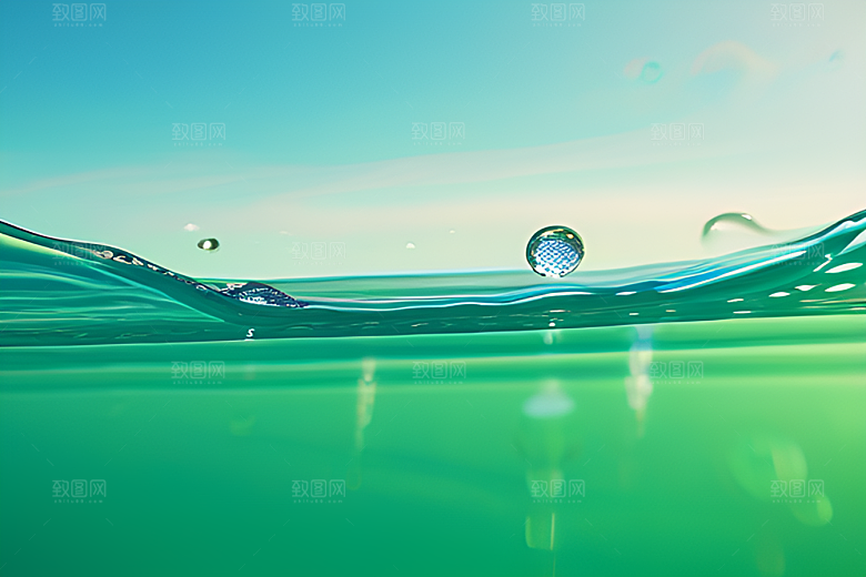 绿意缤纷的水珠绿叶背景