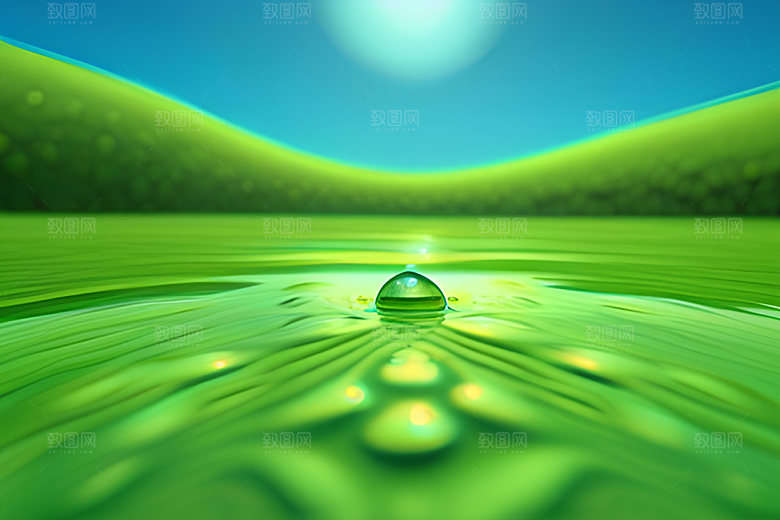 绿意缤纷的水珠绿叶背景