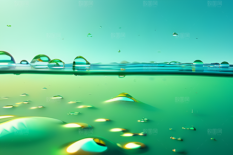 绿意缤纷的水珠绿叶背景