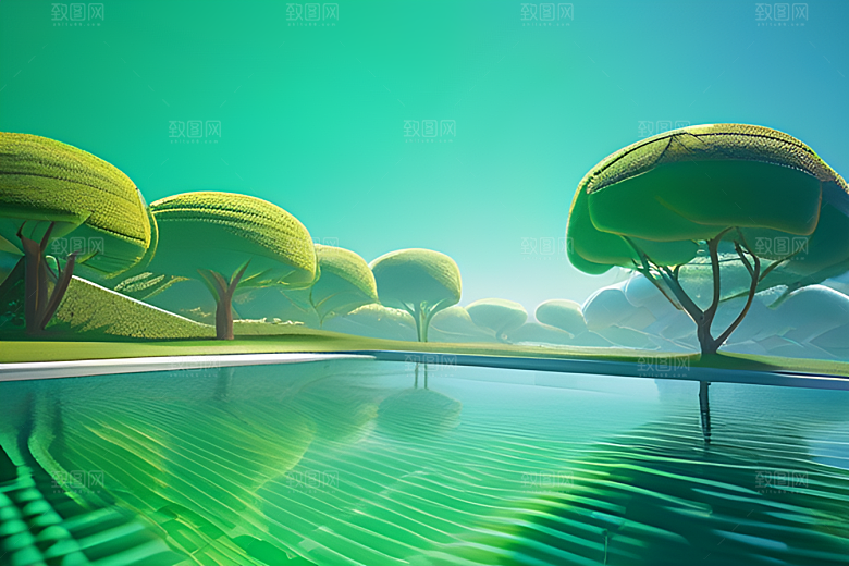 水珠绿叶背景的清澈与晶莹