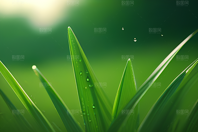 水滴在蓝天绿水中舞蹈