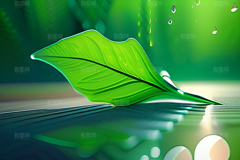 水滴在蓝天绿水中舞蹈