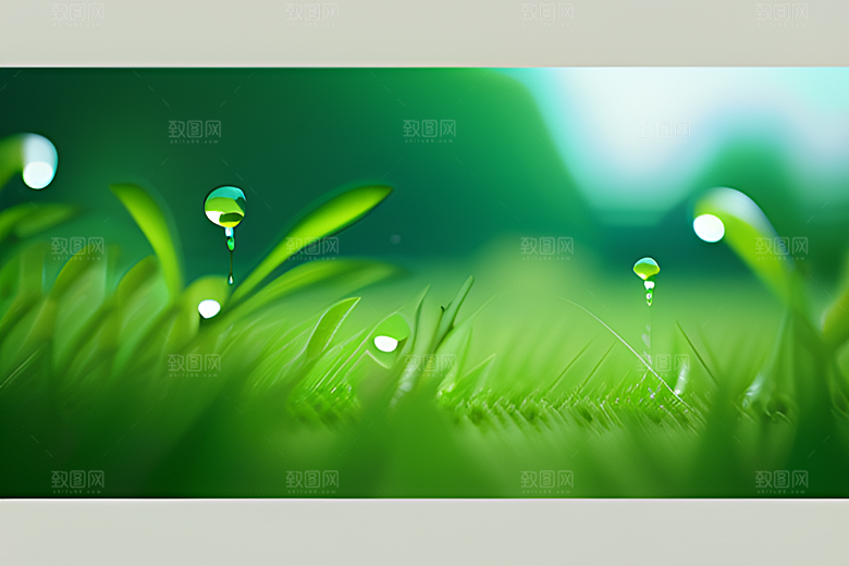 水滴在蓝天绿水中舞蹈