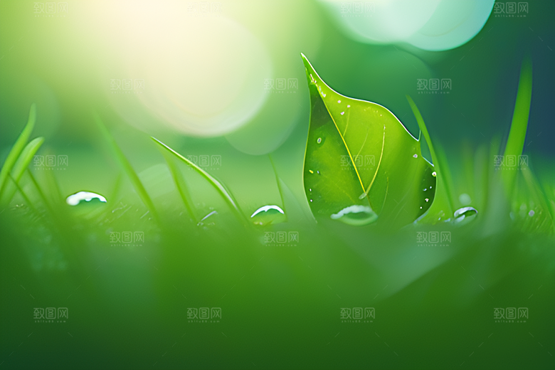 水滴在蓝天绿水中舞蹈