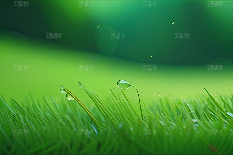 护眼数字渲染的水滴在绿色背景中绽放光芒