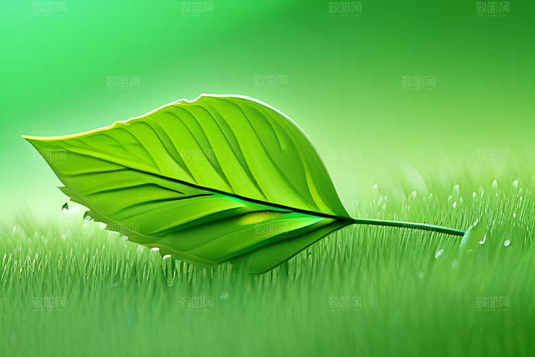 护眼数字渲染的水滴在绿色背景中绽放光芒