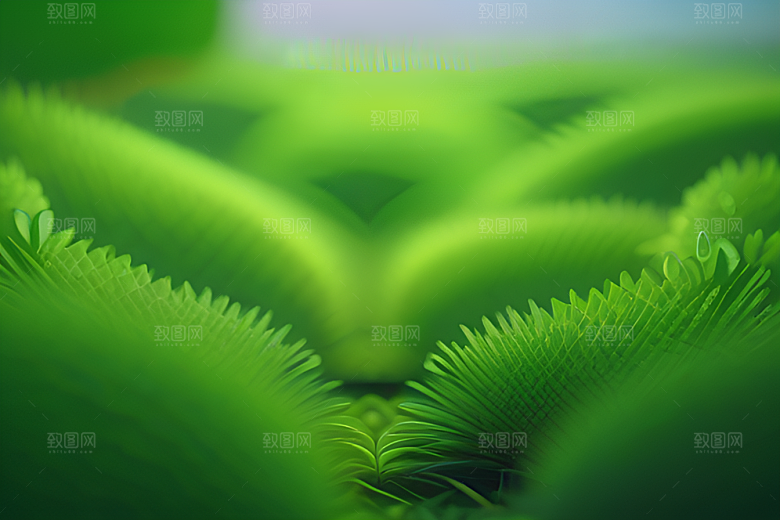 护眼青翠绿色背景下水滴如珠般散落