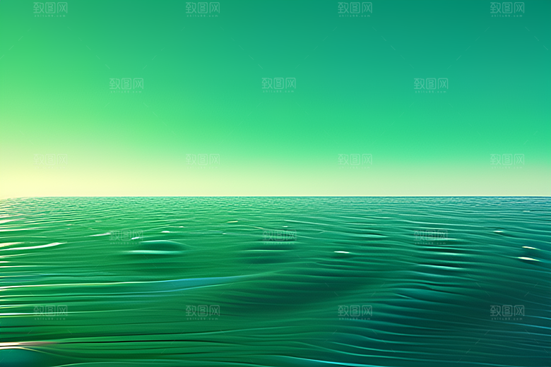 绿色背景下水滴绽放出多彩的光彩