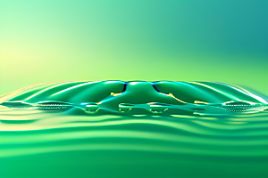 真实感呈现的水滴照片绿色背景生机盎然