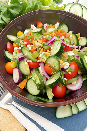 清新健康的水果蔬菜沙拉