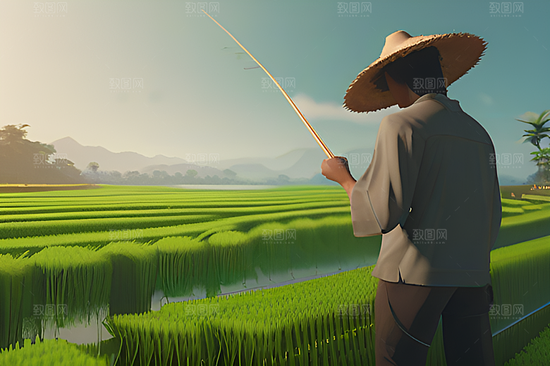 绿色植被下的农场画面