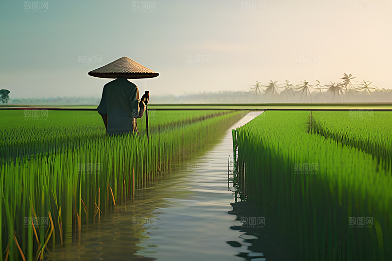 绿色植被下的农场画面