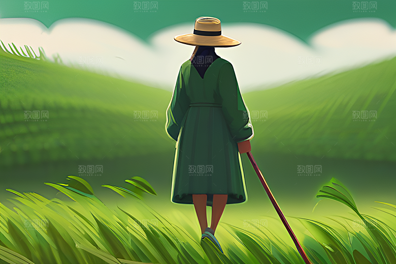 清澈水域中的农人