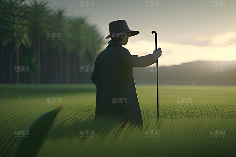 清澈水域中的农人