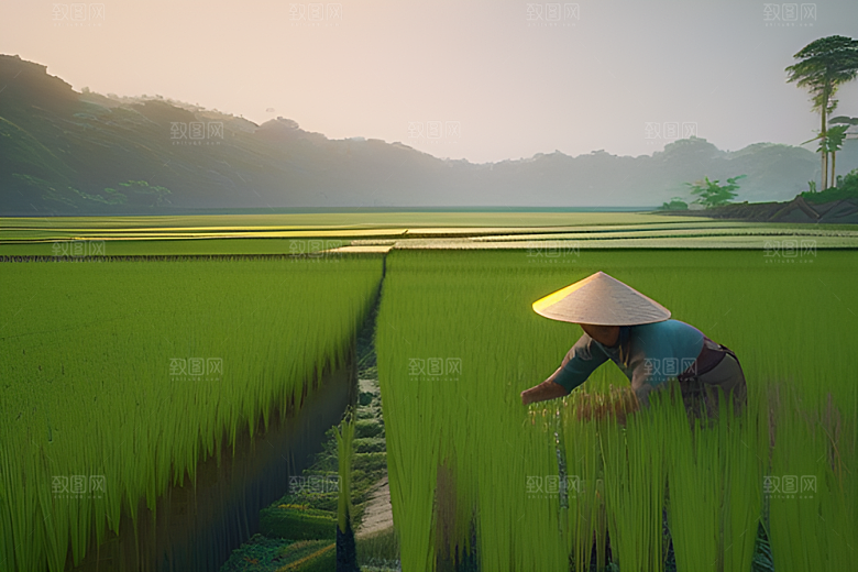 绿色植被下的农场景象