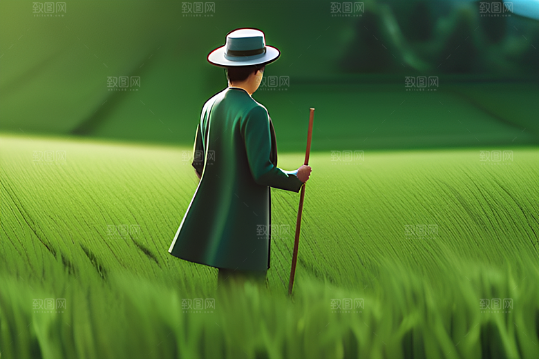 绿色植被下的农场景象