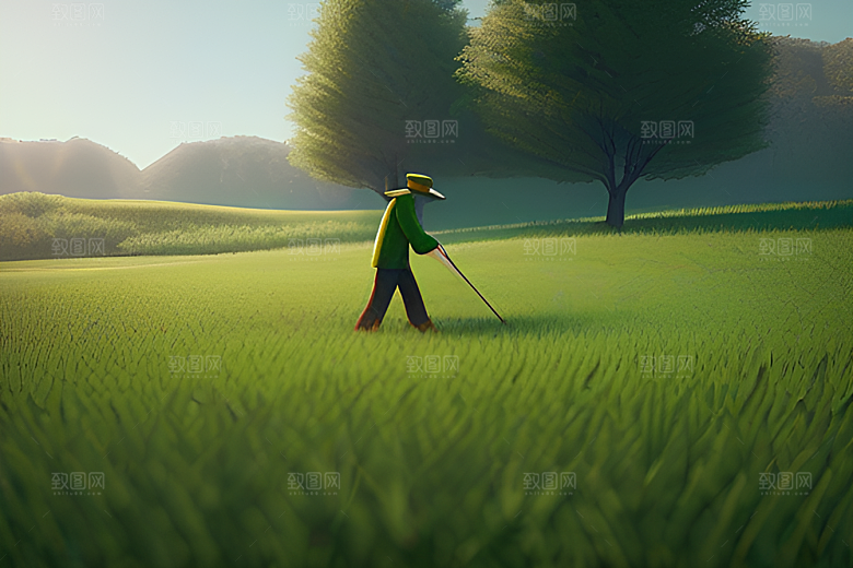 绿色植被下的农场景象