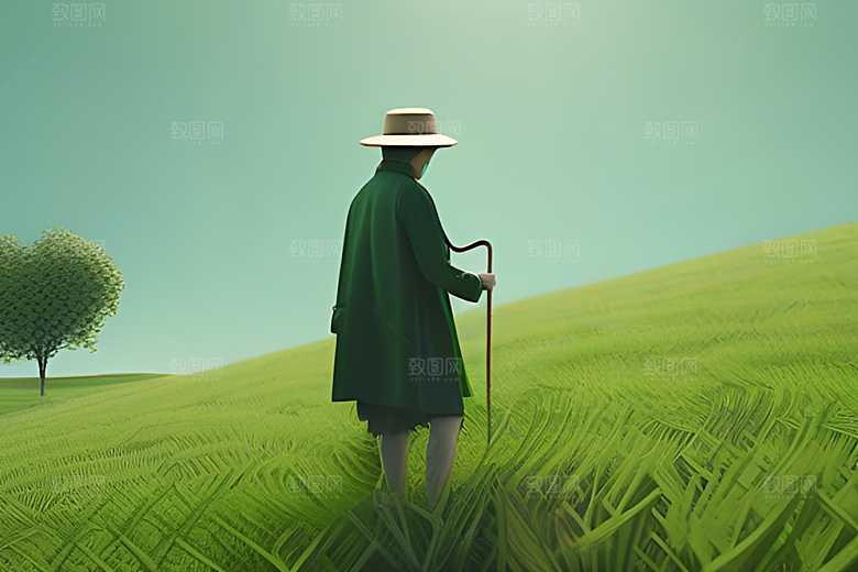 和谐自然的稻田画面