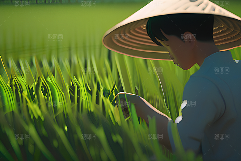 和谐自然的稻田画面
