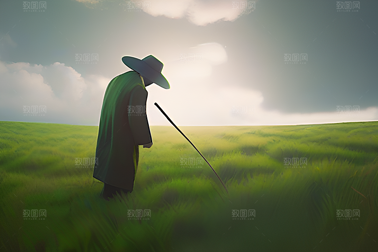 翠绿植物中的劳动者