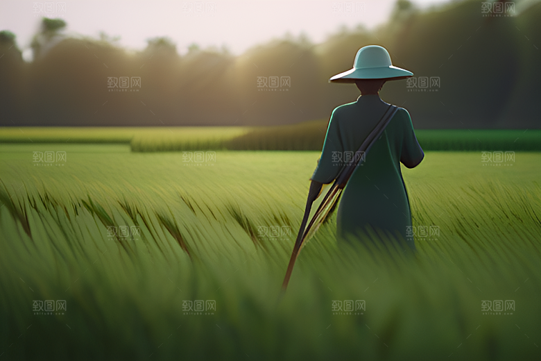 绿意盎然的农田景象