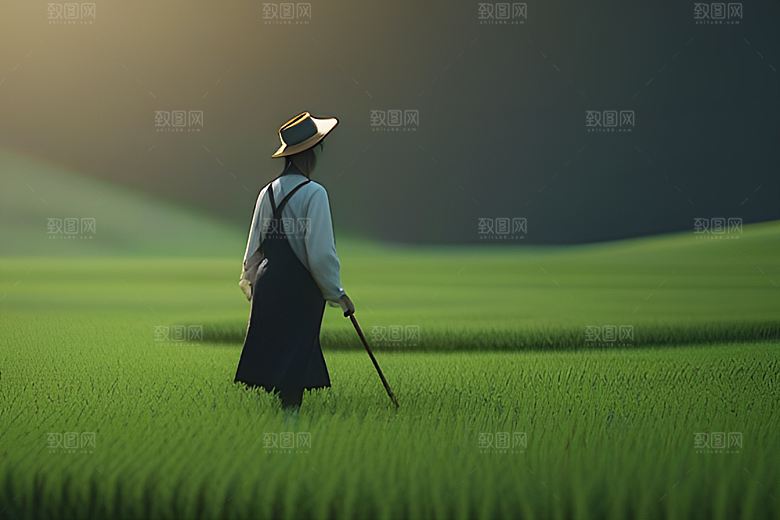 绿意盎然的农田景象