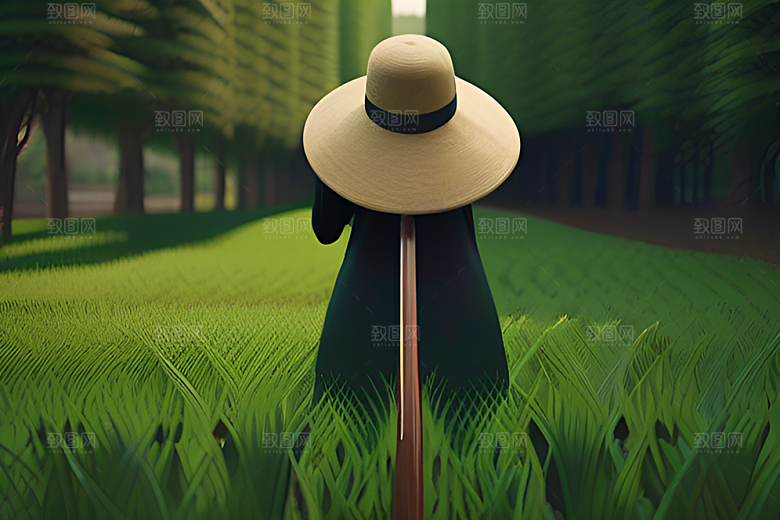 绿意盎然的农田景象