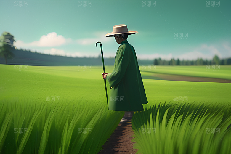 绿意盎然的农田景象