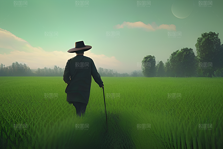 绿意盎然的农田景象