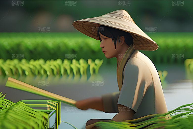 绿意盎然的农田景象
