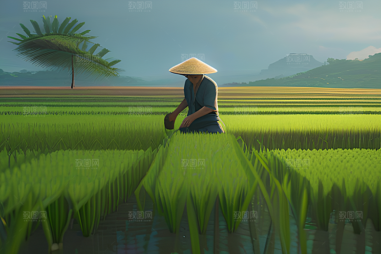 绿意盎然的农田景象