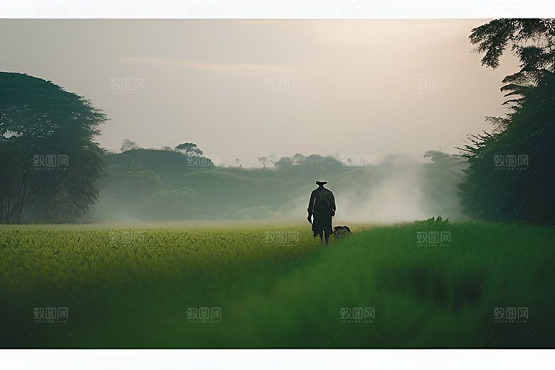 农民和水牛的合作