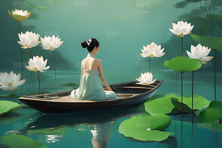 玉荷叶船行中国古代艺术风格
