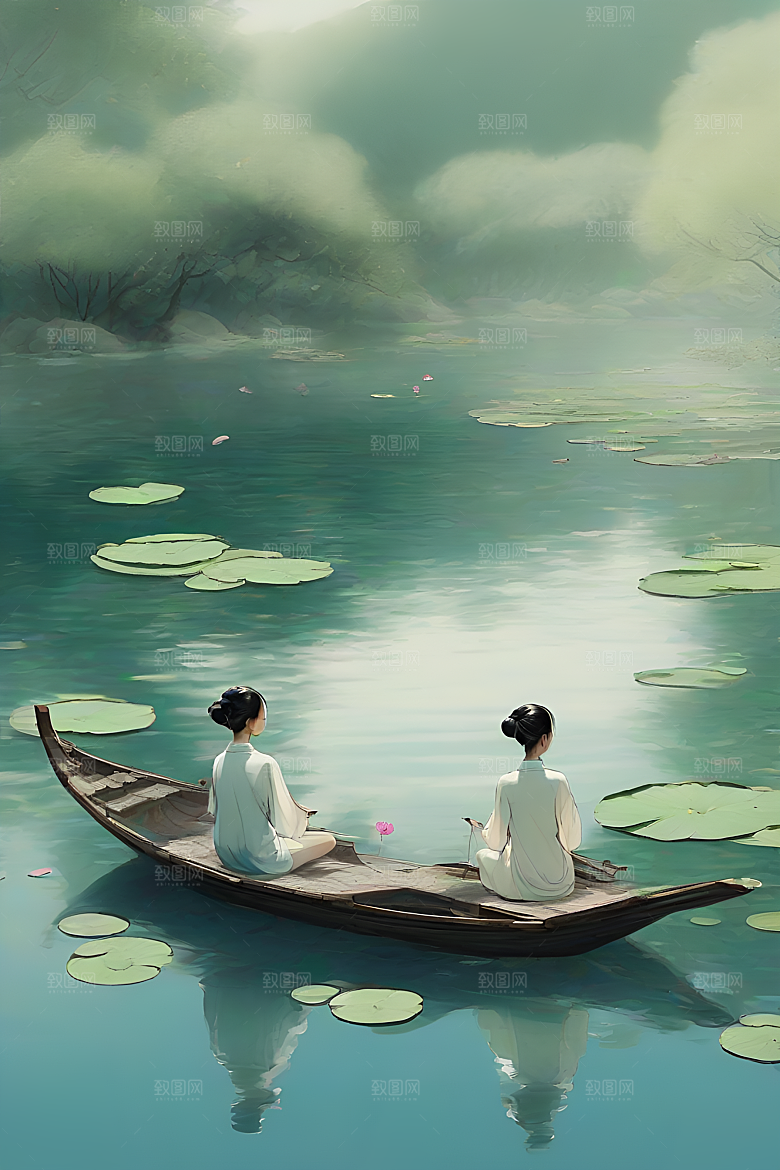 水墨荷花与阳光的相遇