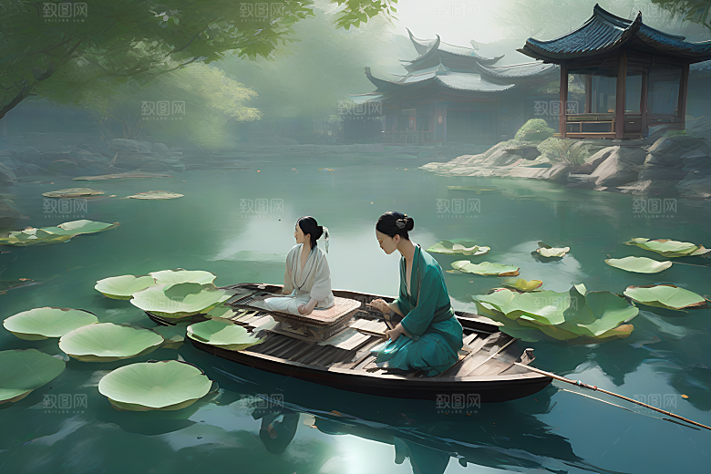 水墨荷花与阳光的相遇