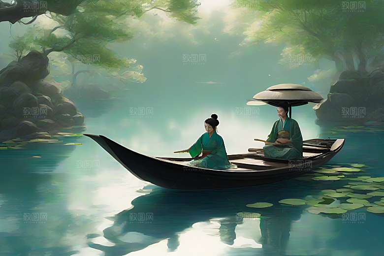 水墨荷花与阳光的相遇