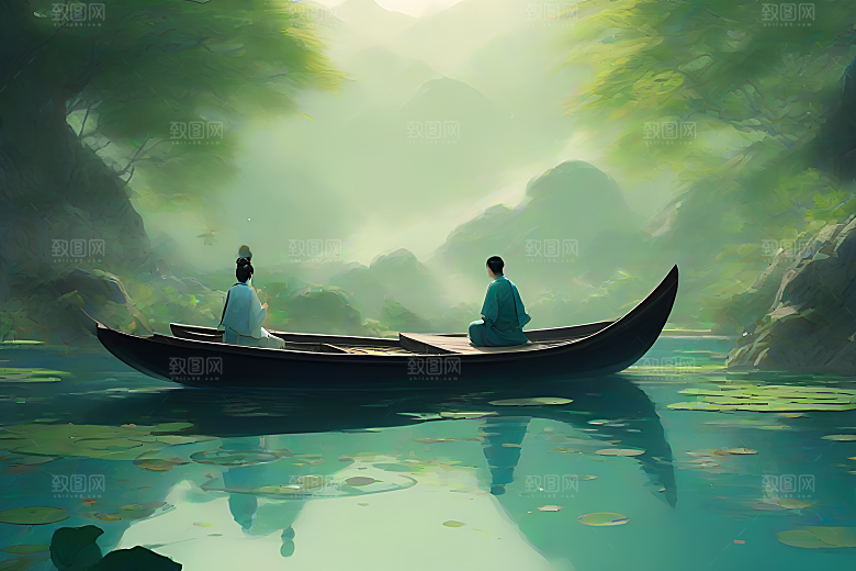 水墨荷花与阳光的相遇