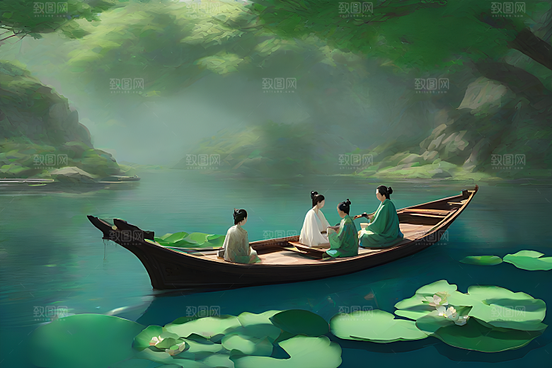 水墨荷花与阳光的相遇