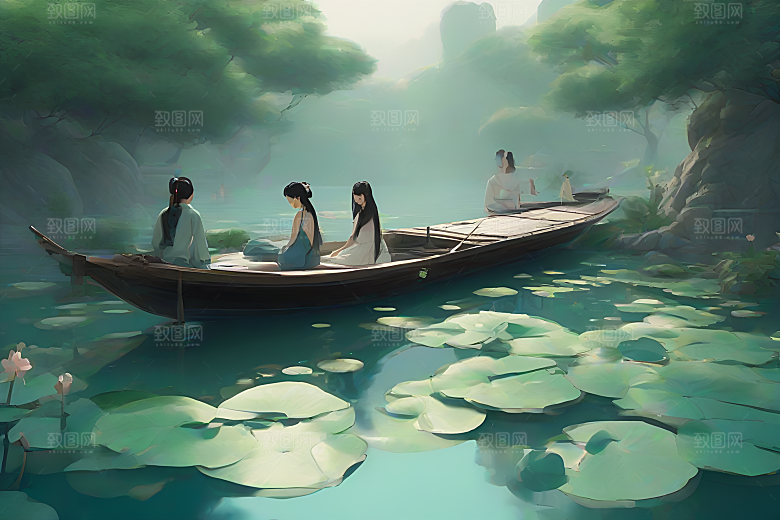 水墨荷花与阳光的相遇