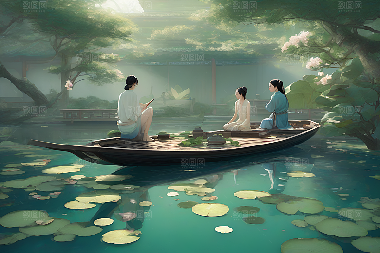 波光粼粼的水墨世界
