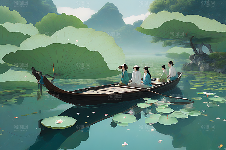 波光粼粼的水墨世界