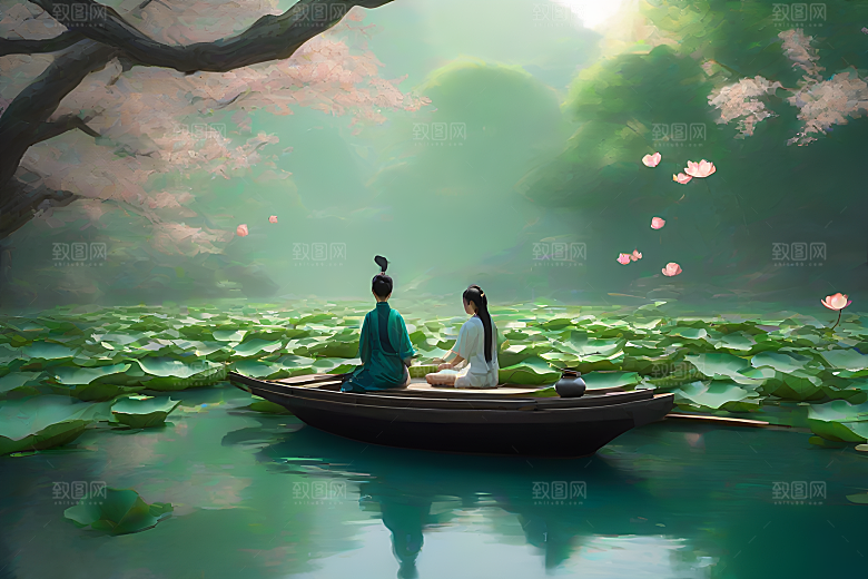波光粼粼的水墨世界