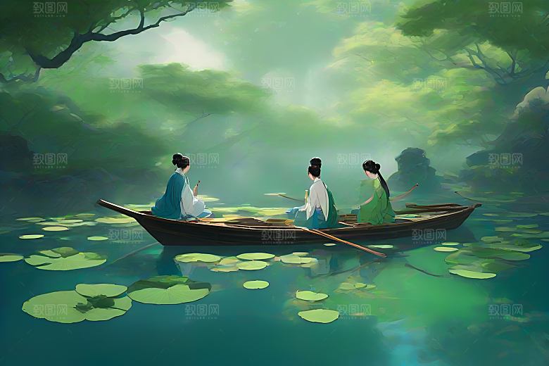 波光粼粼的水墨世界